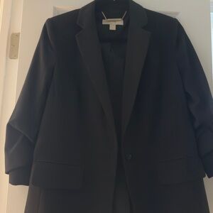 Michael Kors Black Blazer with Wide Lapels and 3/4 Sleeves